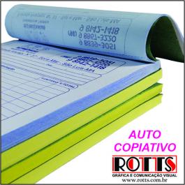 AUTO COPIATIVO NUMERADO Papel Offset 53g/m² 14,8x21 cm 1x0  Blocagem 50x2 vias, Numeração, Serrilha, Grampo e Refile 