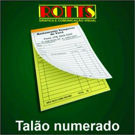 TALÃO NUMERADO Papel Offset 56g/m² 14,8x21 cm 1X0  Acabamento: Blocagem 50x2 Vias, Numeração, Serrilha, Grampo e Refile 