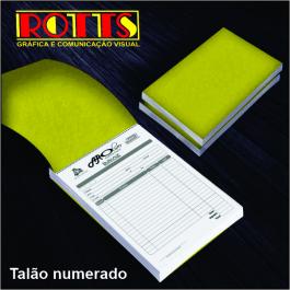 TALÃO NUMERADO Papel Offset 56g/m² 21x29,7 cm 1X0  Acabamento: Blocagem 50x2 Vias, Numeração, Serrilha, Grampo e Refile 